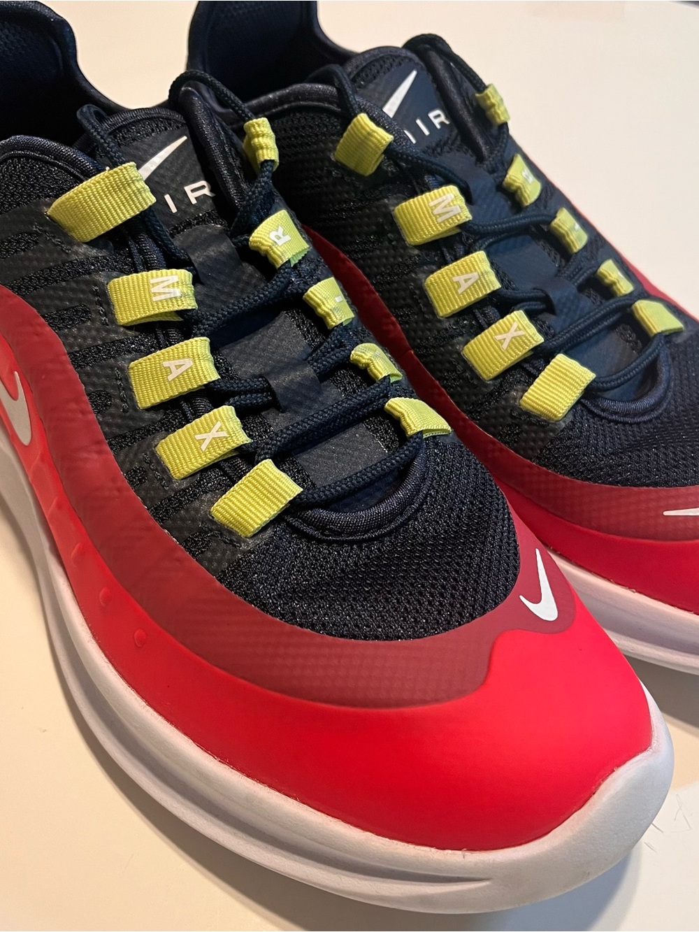 Nike Air Max Axis Youth 5.5Y Running Shoes Navy Red Lime Athletic Sneakers Sport